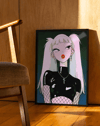 Gothic Doll Modern Duvar Tablosu – Siyah Pembe Anime Poster