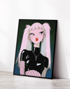 Gothic Doll Modern Duvar Tablosu – Siyah Pembe Anime Poster