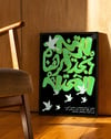 Green Doves Modern Duvar Tablosu – Siyah Yeşil Arapça Tipografik Poster