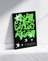 Green Doves Modern Duvar Tablosu – Siyah Yeşil Arapça Tipografik Poster