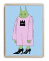 Green Fang Modern Duvar Tablosu - Pembe Elbiseli Figüratif Poster