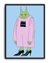 Green Fang Modern Duvar Tablosu - Pembe Elbiseli Figüratif Poster