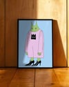 Green Fang Modern Duvar Tablosu - Pembe Elbiseli Figüratif Poster