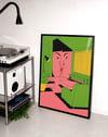Green Room Modern Duvar Tablosu – Yeşil Pembe Figüratif Poster
