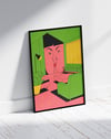Green Room Modern Duvar Tablosu – Yeşil Pembe Figüratif Poster