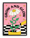 Grow And Glow Modern Duvar Tablosu – Pembe Çiçek İllüstrasyon Poster