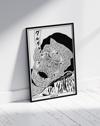 Guruguru Neko Modern Duvar Tablosu – Siyah Beyaz Japon Kedi Poster