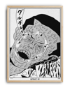 Guruguru Neko Modern Duvar Tablosu – Siyah Beyaz Japon Kedi Poster