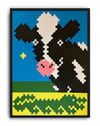 Happy Cow Modern Duvar Tablosu – Renkli İnek İllüstrasyon Poster