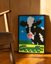 Happy Cow Modern Duvar Tablosu – Renkli İnek İllüstrasyon Poster