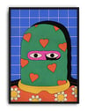 Heart Mask Modern Duvar Tablosu – Yeşil Mavi Renkli Figüratif Poster