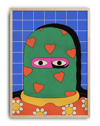 Heart Mask Modern Duvar Tablosu – Yeşil Mavi Renkli Figüratif Poster