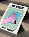 Hi Five Pembe Mavi Figüratif Duvar Tablosu - Beyaz Zeminli Tipografik Poster