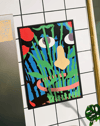Hidden Garden Modern Duvar Tablosu – Renkli Abstract Yüz ve Botanik Poster