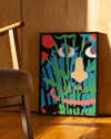 Hidden Garden Modern Duvar Tablosu – Renkli Abstract Yüz ve Botanik Poster