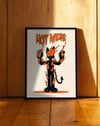Hot Mess Modern Duvar Tablosu - Siyah Turuncu Evil Figüratif Poster