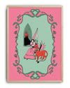 Inferno Princess Modern Duvar Tablosu - Pembe Yeşil Fantastik Figüratif Poster