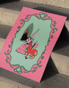 Inferno Princess Modern Duvar Tablosu - Pembe Yeşil Fantastik Figüratif Poster