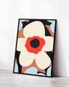Ivory Bloom Krem Kırmızı Soyut Çiçek Duvar Tablosu