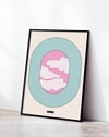 Klowds Pastel Pembe Bulut ve Ay Duvar Tablosu