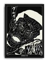 Kuro Neko Modern Duvar Tablosu – Siyah Beyaz Japon Kedi Poster