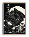 Kuro Neko Modern Duvar Tablosu – Siyah Beyaz Japon Kedi Poster