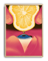 Lemon Eye Modern Duvar Tablosu – Pembe Yüz ve Limon Sürreal Poster