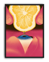 Lemon Eye Modern Duvar Tablosu – Pembe Yüz ve Limon Sürreal Poster