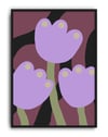 Lilac Tulips Lila Bordo Retro Çiçek Duvar Tablosu
