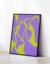 Liquid Flow Lila Lime Soyut Organik Desen Duvar Tablosu