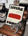 Living Room Kırmızı Koltuk Tipografik Duvar Tablosu - Krem Zeminli Poster