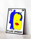 Love Different Figüratif Duvar Tablosu - Beyaz Zeminli Minimal Tipografik Poster