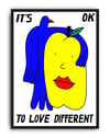 Love Different Mavi Sarı Figüratif Duvar Tablosu - Beyaz Zeminli Minimal Tipografik Poster