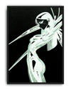 Luminous Blade Modern Duvar Tablosu – Siyah Beyaz Neon Anime Poster
