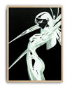 Luminous Blade Modern Duvar Tablosu – Siyah Beyaz Neon Anime Poster