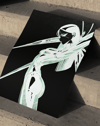 Luminous Blade Modern Duvar Tablosu – Siyah Beyaz Neon Anime Poster