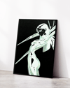 Luminous Blade Modern Duvar Tablosu – Siyah Beyaz Neon Anime Poster