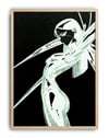 Luminous Blade Modern Duvar Tablosu – Siyah Beyaz Neon Anime Poster