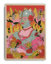Masked Bloom Modern Duvar Tablosu - embe Çiçekli Sürreal Figüratif Poster