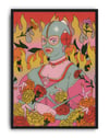 Masked Bloom Modern Duvar Tablosu - embe Çiçekli Sürreal Figüratif Poster