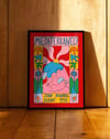 Mediterraneo Renkli Retro İllüstrasyon Duvar Tablosu - Kırmızı Zeminli Poster