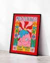 Mediterraneo Renkli Retro İllüstrasyon Duvar Tablosu - Kırmızı Zeminli Poster