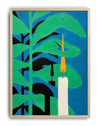 Midnight Candle Modern Duvar Tablosu – Mavi Yeşil Botanik Mum Poster