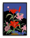 Midnight Lily Modern Duvar Tablosu – Mavi Siyah Çiçek Poster