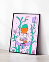Mind Garden Modern Duvar Tablosu - Yeşil Pembe Bilim Figüratif Poster