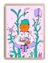 Mind Garden Modern Duvar Tablosu - Yeşil Pembe Bilim Figüratif Poster