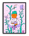 Mind Garden Modern Duvar Tablosu - Yeşil Pembe Bilim Figüratif Poster