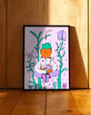 Mind Garden Modern Duvar Tablosu - Yeşil Pembe Bilim Figüratif Poster