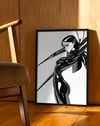 Mono Blade Modern Duvar Tablosu – Siyah Beyaz Futuristik Figür Poster