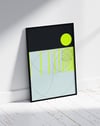 Neon Balance Modern Duvar Tablosu – Siyah Açık Mavi Minimal Geometrik Poster
